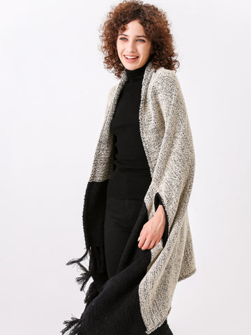 Color Block Tassel Travel Shawl Wrap